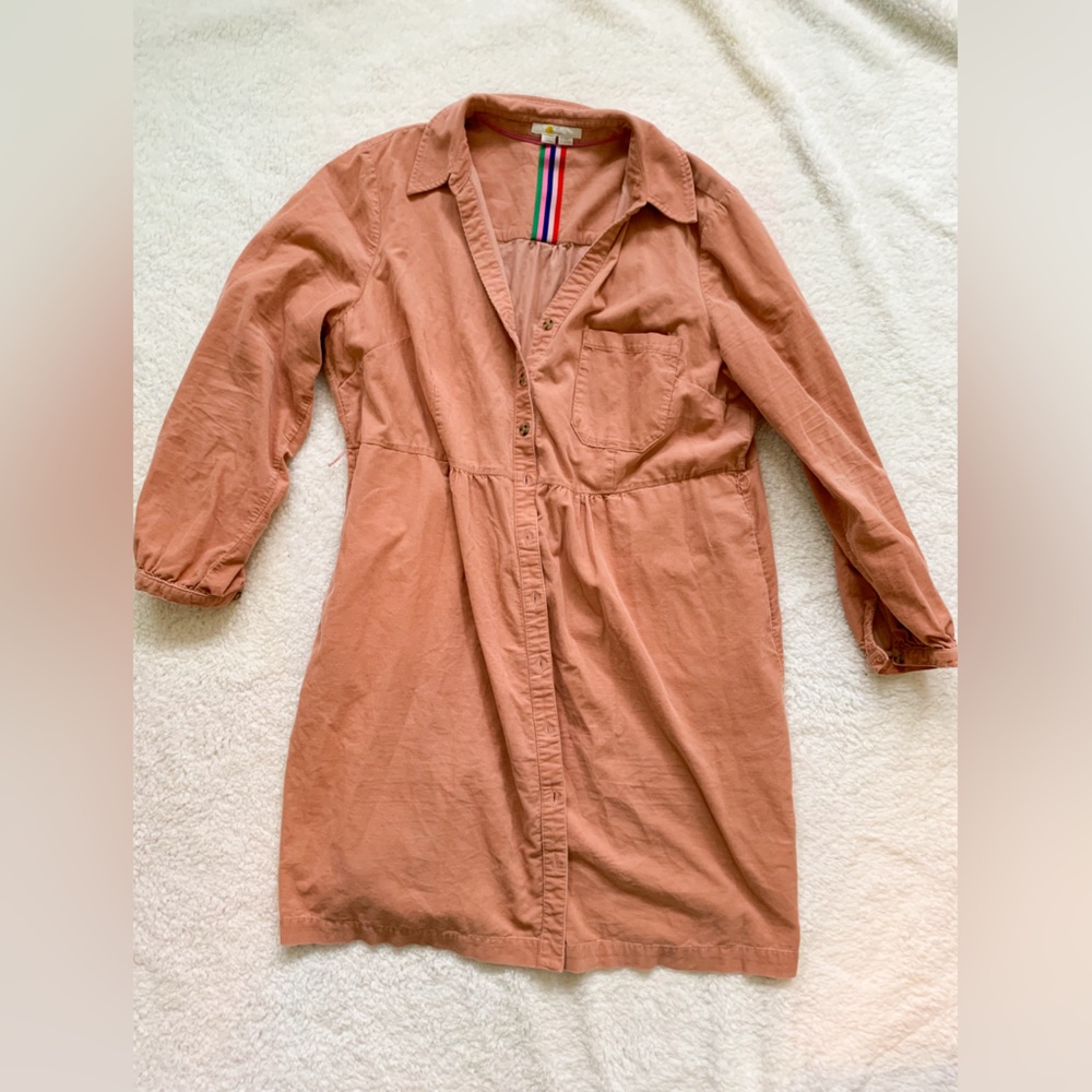 Boden Pink Corduroy Long Sleeve Dress Size 16/18